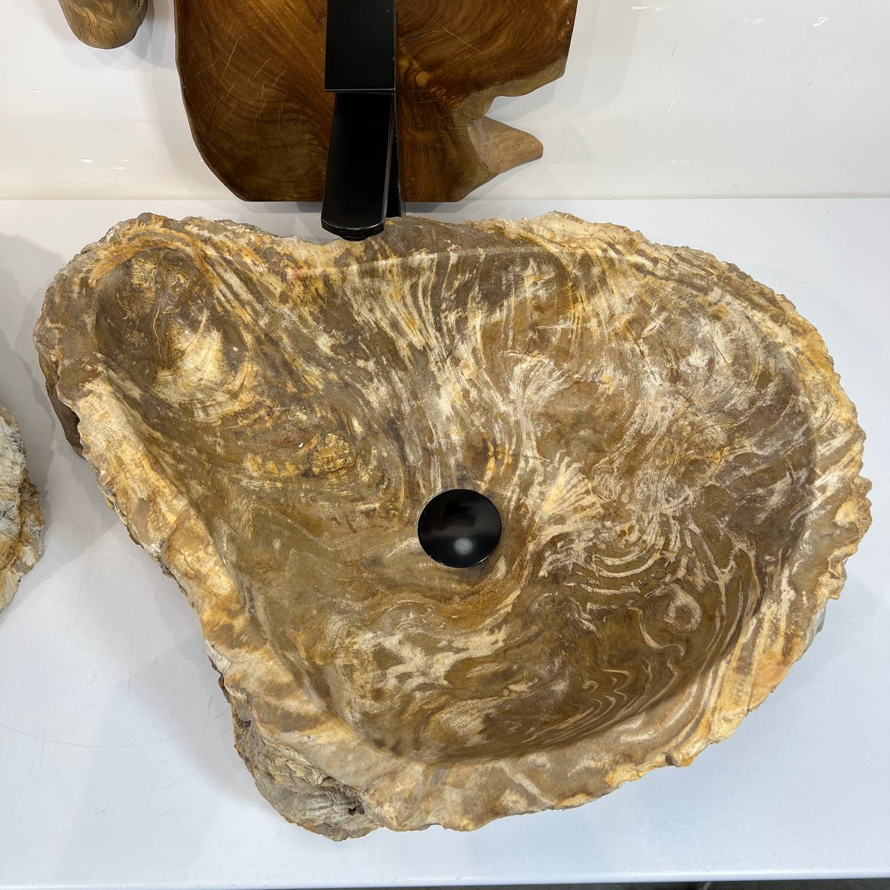 Раковина из окаменелого дерева ПАРА! OD-66877 60*47*15 из натурального камня