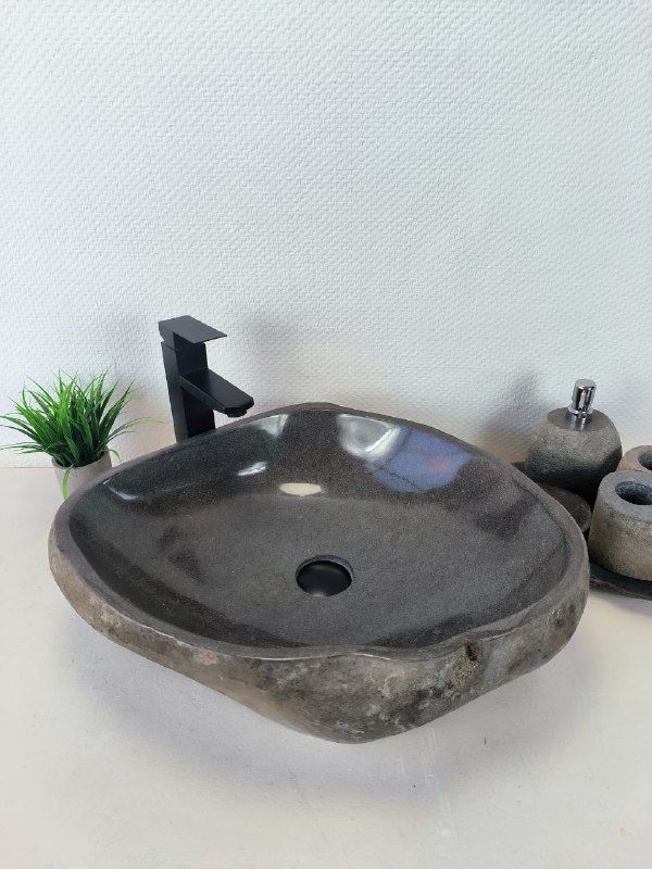 Раковина из речного камня RS-66193 56х47х15 из натурального камня
