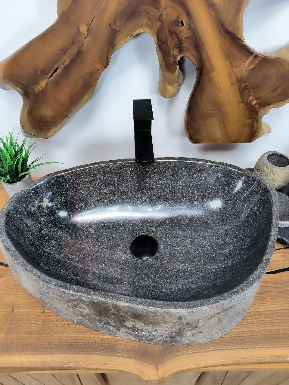 Раковина из речного камня RS-66346 60х40х15 из натурального камня