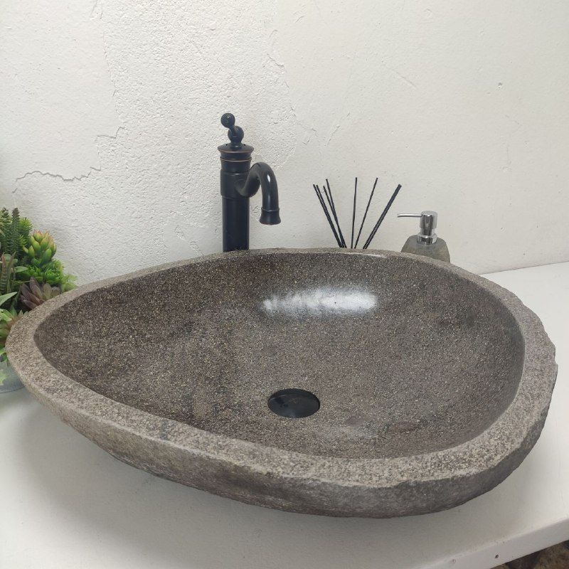 Раковина из речного камня RS-61728 (63*56*15) из натурального камня