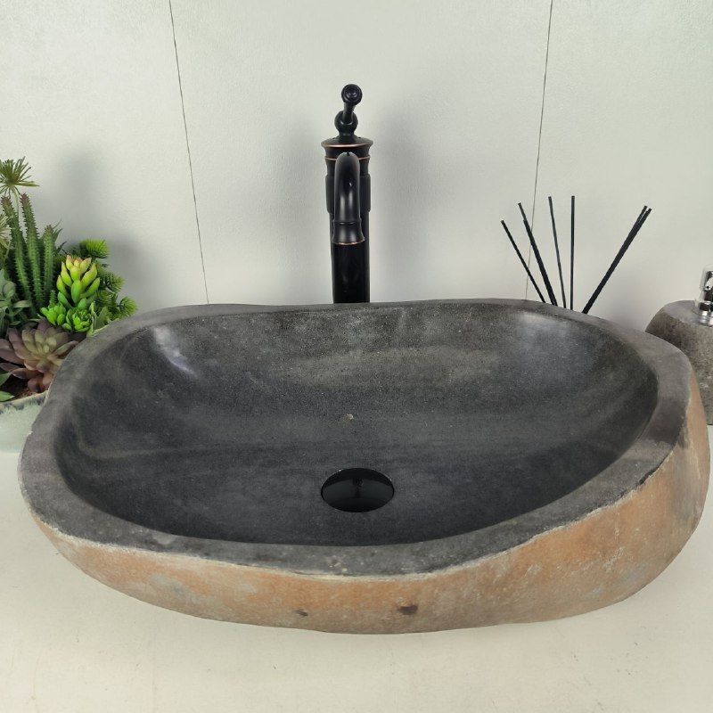 Раковина из речного камня RS-62076 (60*42*15) из натурального камня