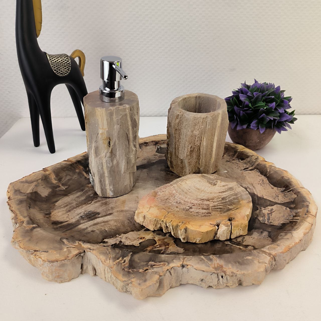 Набор из окаменелого дерева 4 предм Fossil Set NF-62858 поднос 35см*44см