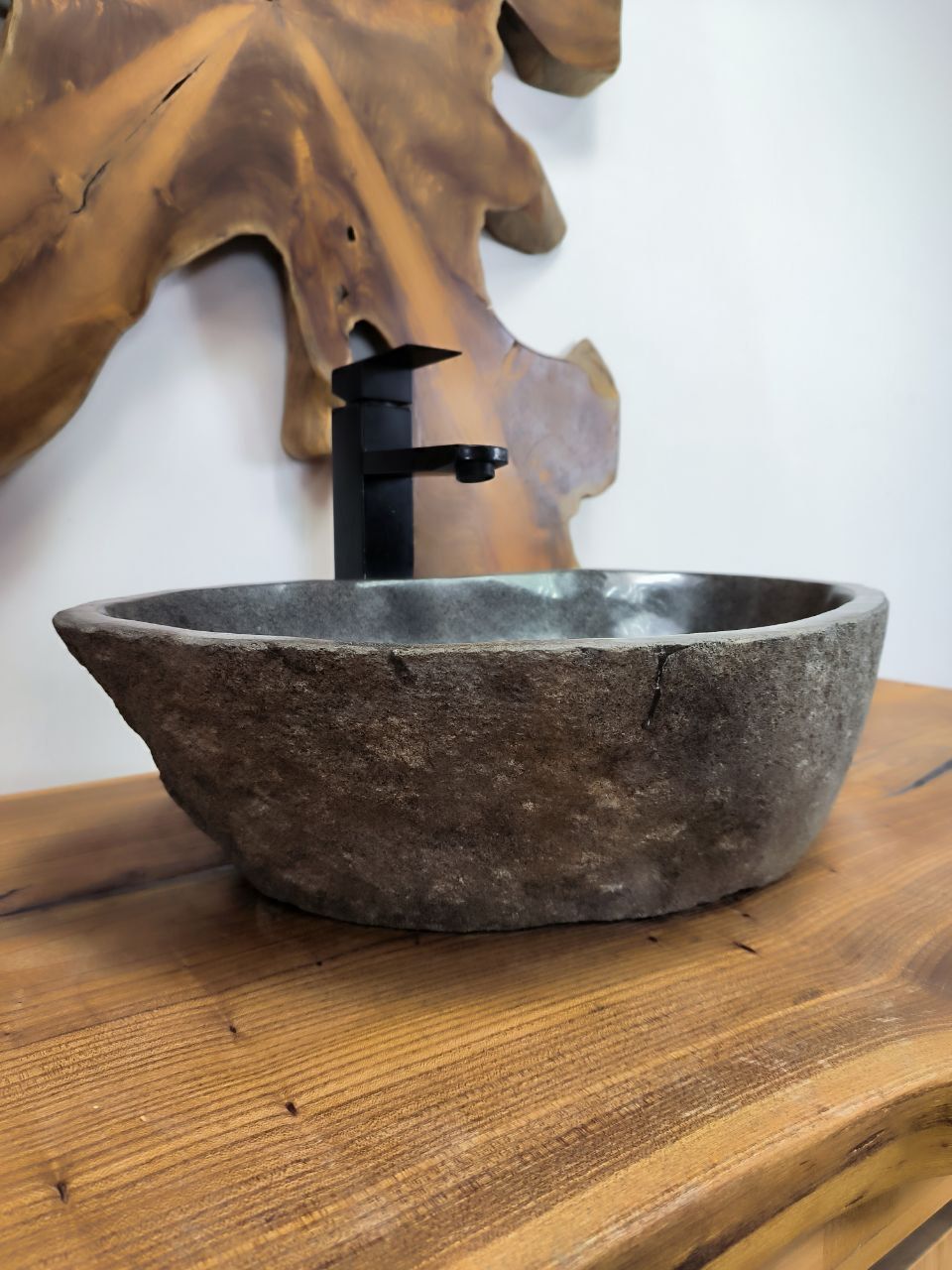 Раковина из речного камня RS-66559 52х34х15 из натурального камня