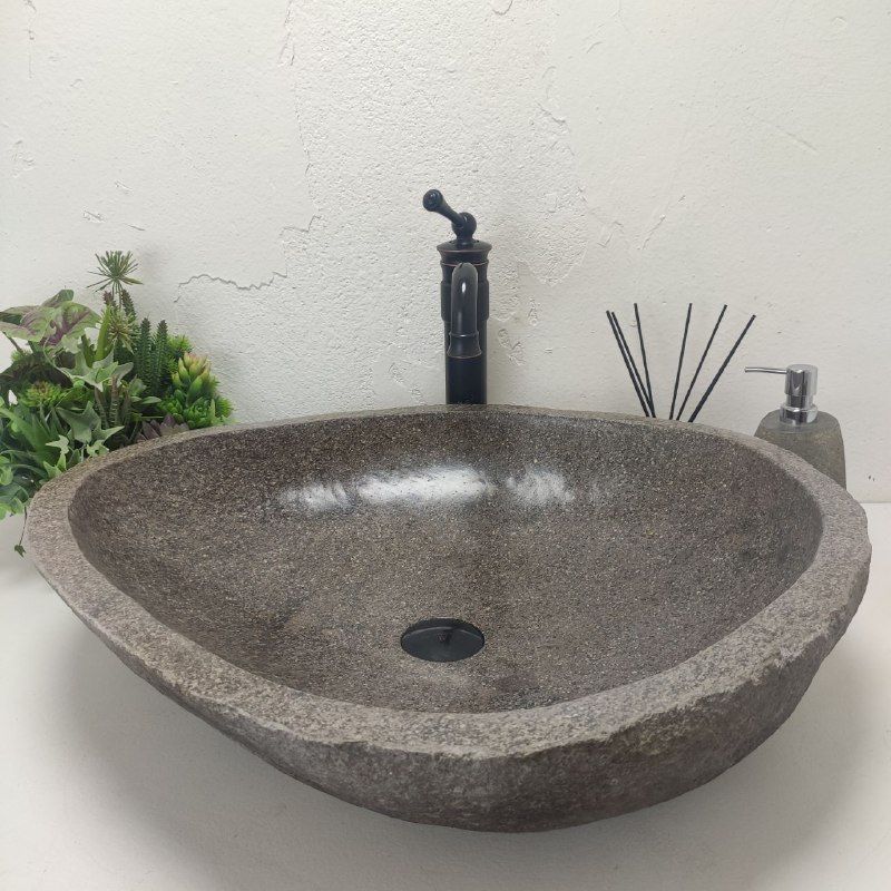 Раковина из речного камня RS-61728 (63*56*15) из натурального камня