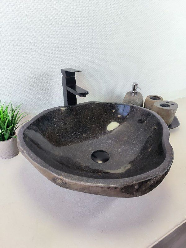 Раковина из речного камня RS-66207 51х47х15 из натурального камня