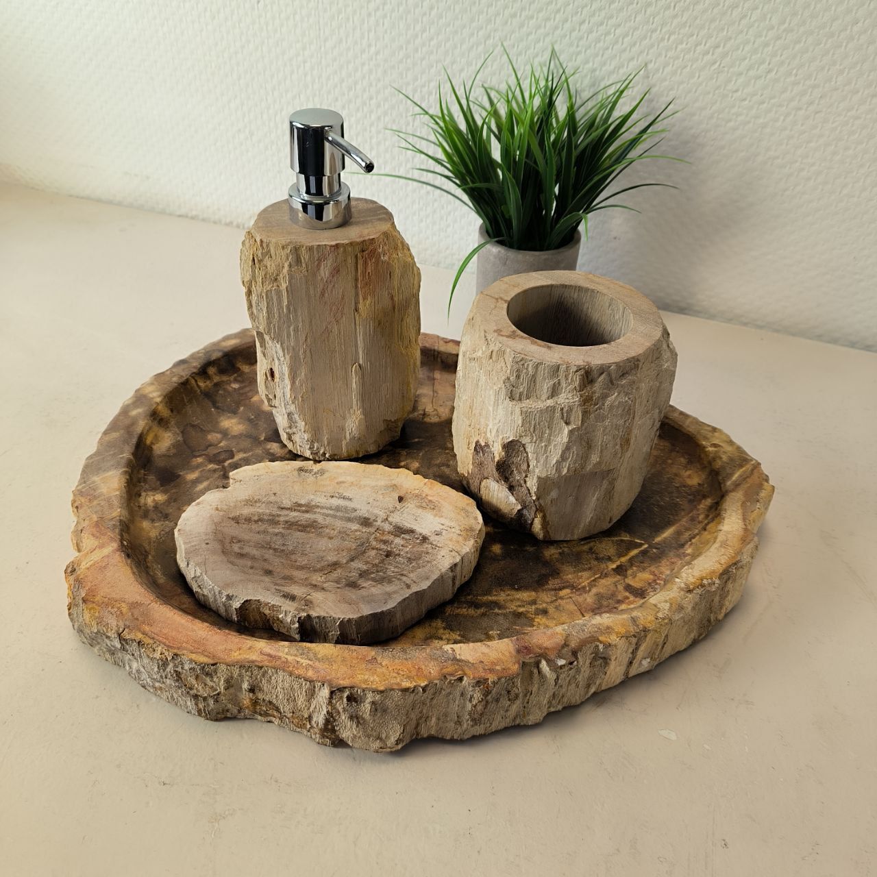 Набор из окаменелого дерева 4 предм Fossil Set NF-63066 поднос 30см*44см