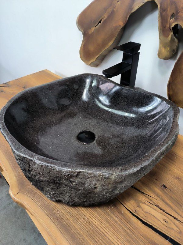 Раковина из речного камня RS-66386 51х46х15 из натурального камня
