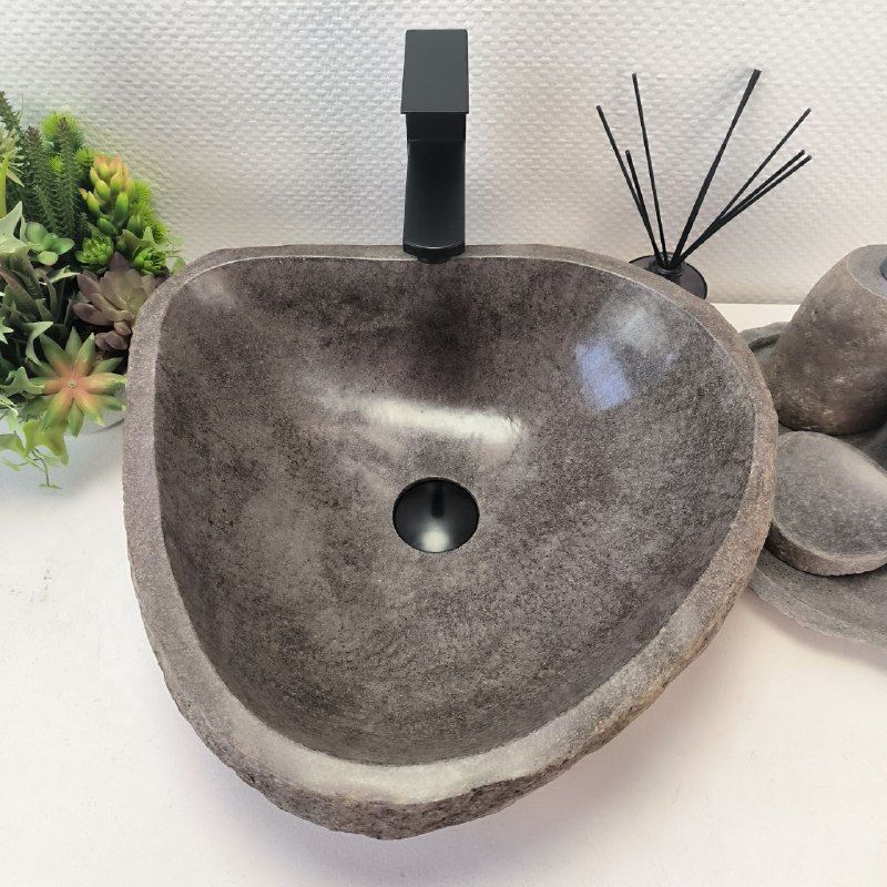 Раковина из речного камня RS-63496 (44*43*15) из натурального камня