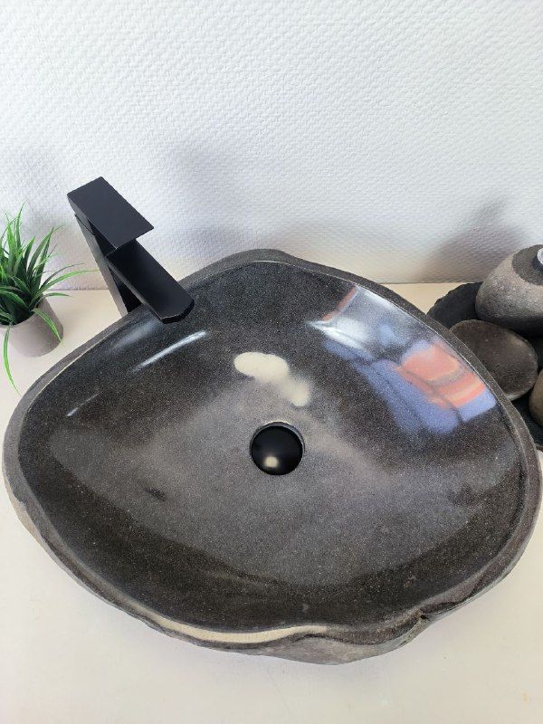 Раковина из речного камня RS-66193 56х47х15 из натурального камня