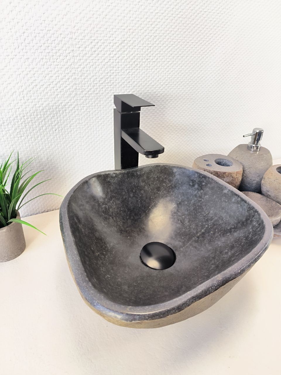 Раковина из речного камня RS-65978 34х34х15 из натурального камня