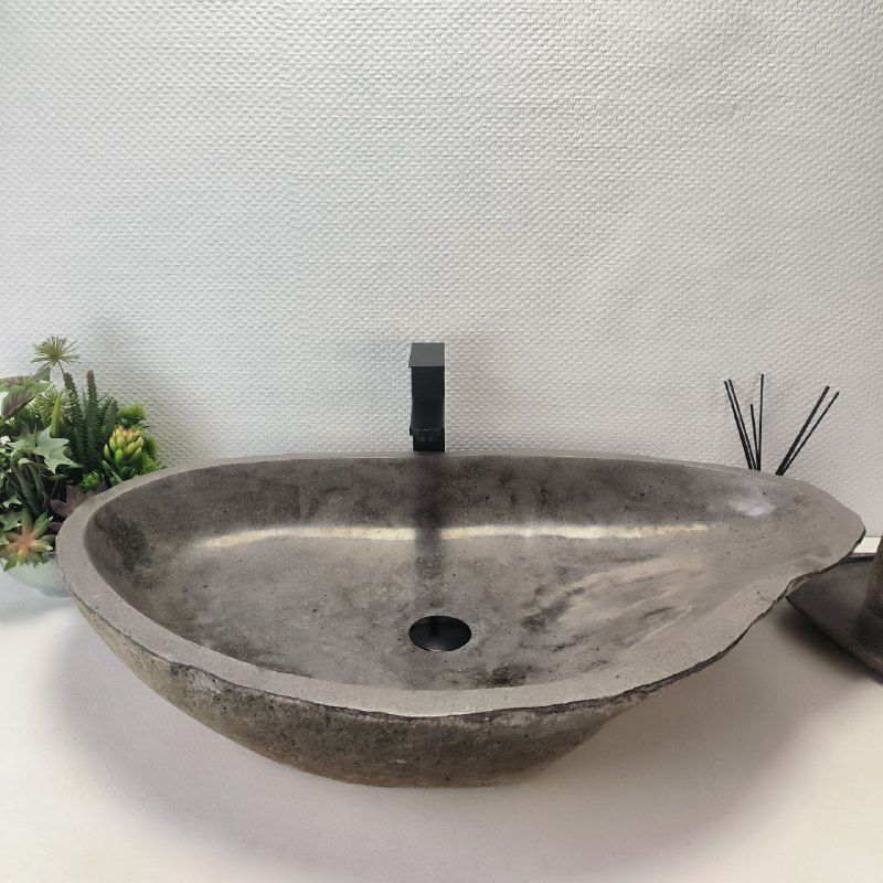 Раковина из речного камня RS-63638 (85*51*16) из натурального камня