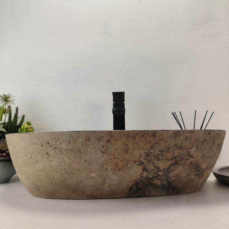 Раковина из речного камня RS-63509 (60*34*15) из натурального камня