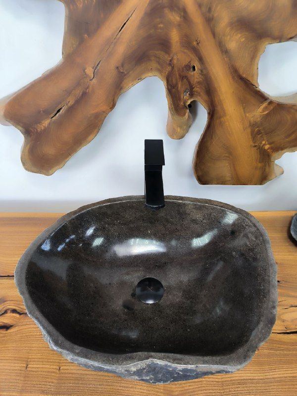 Раковина из речного камня RS-66487 52х40х15 из натурального камня