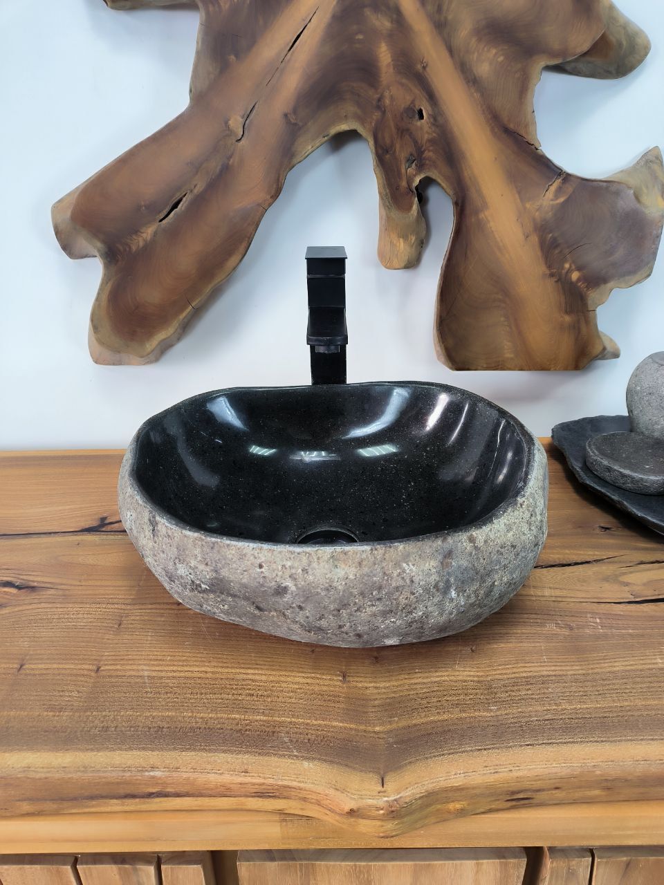 Раковина из речного камня RS-66373 41х33х14 из натурального камня