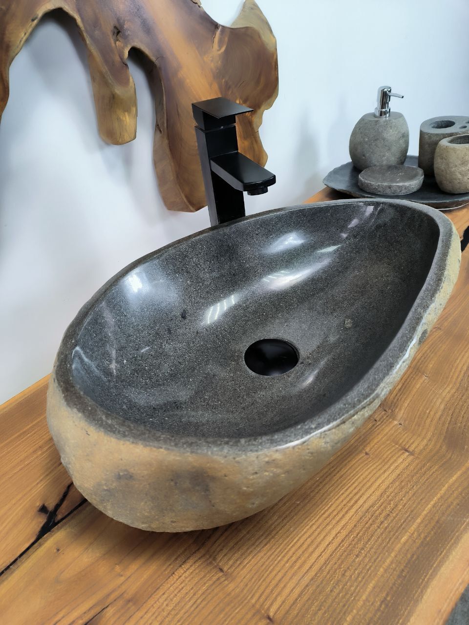 Раковина из речного камня RS-66358 53х35х15 из натурального камня