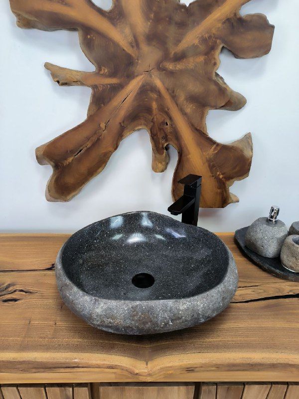 Раковина из речного камня RS-66291 50х43х15 из натурального камня