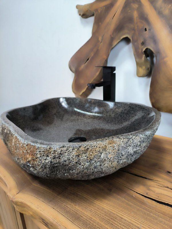 Раковина из речного камня RS-66327 56х47х15 из натурального камня