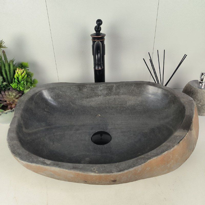 Раковина из речного камня RS-62076 (60*42*15) из натурального камня