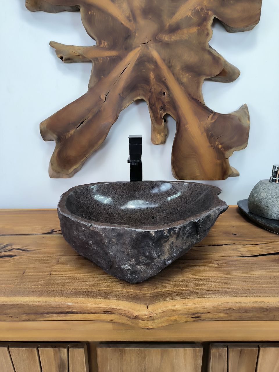Раковина из речного камня RS-66293 47х38х15 из натурального камня