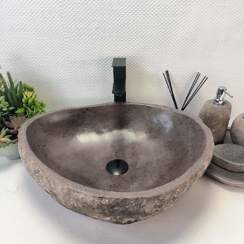Раковина из речного камня RS-63421 (54*45*15) из натурального камня