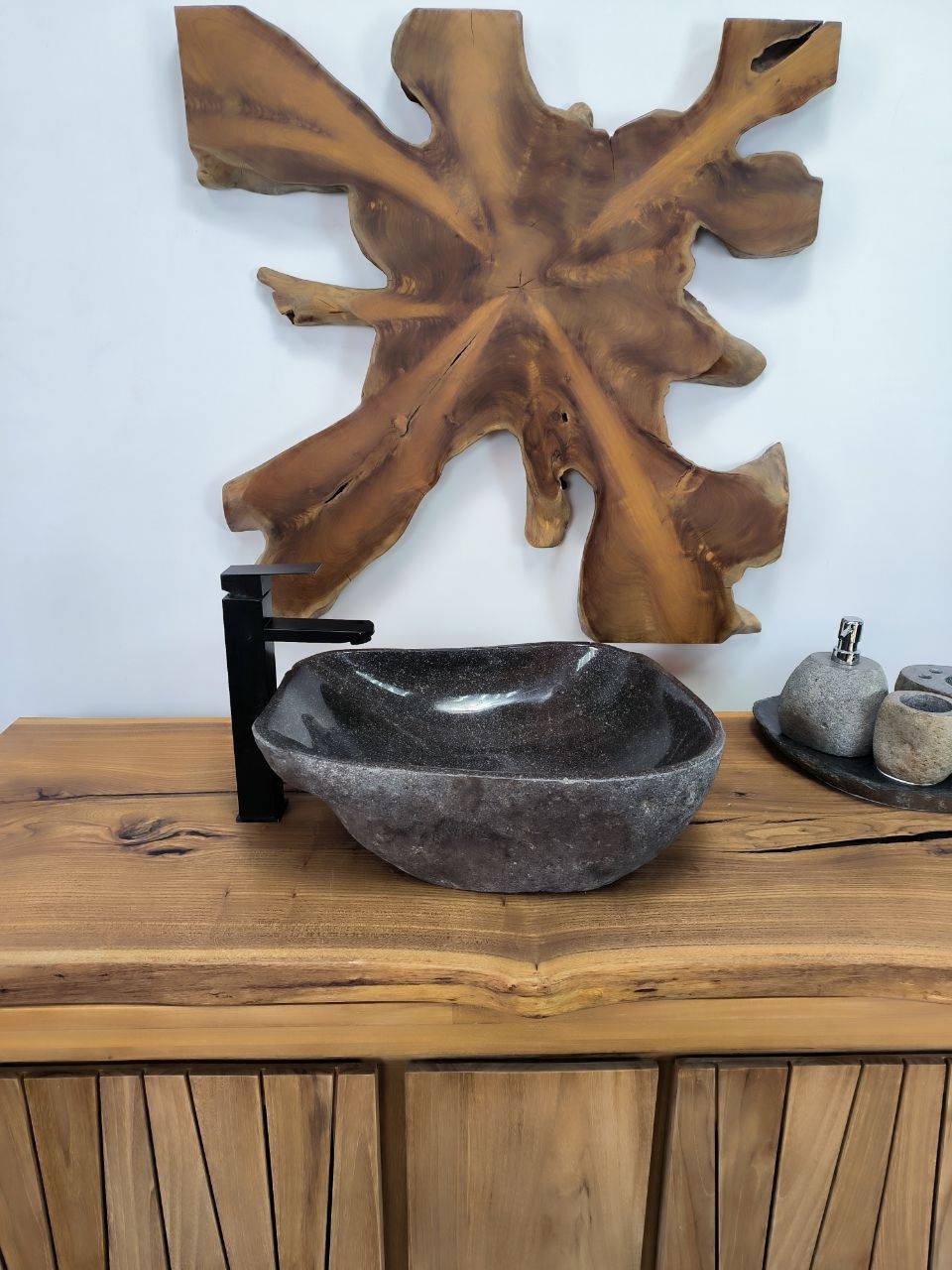 Раковина из речного камня RS-66290 48х40х15 из натурального камня