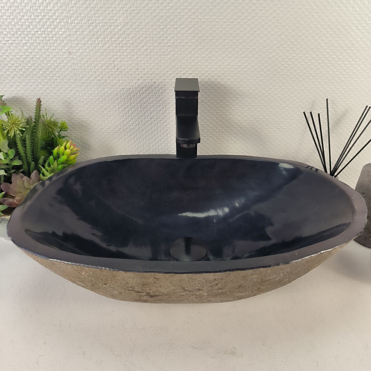 Раковина из речного камня RS-65493 53*34*16 из натурального камня