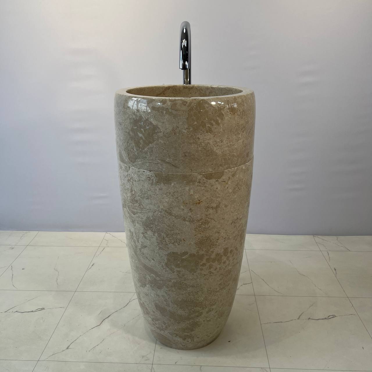 Раковина напольная из мрамора Round Midle Cream MN-67055 45*45*90
