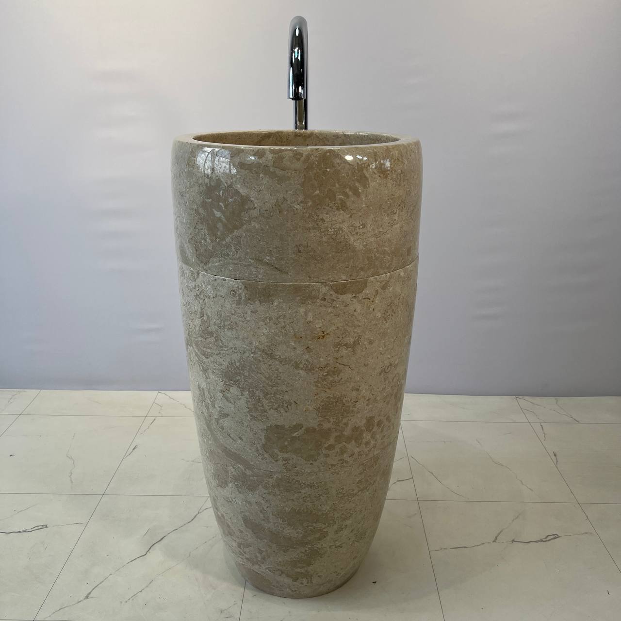 Раковина напольная из мрамора Round Midle Cream MN-67055 45*45*90