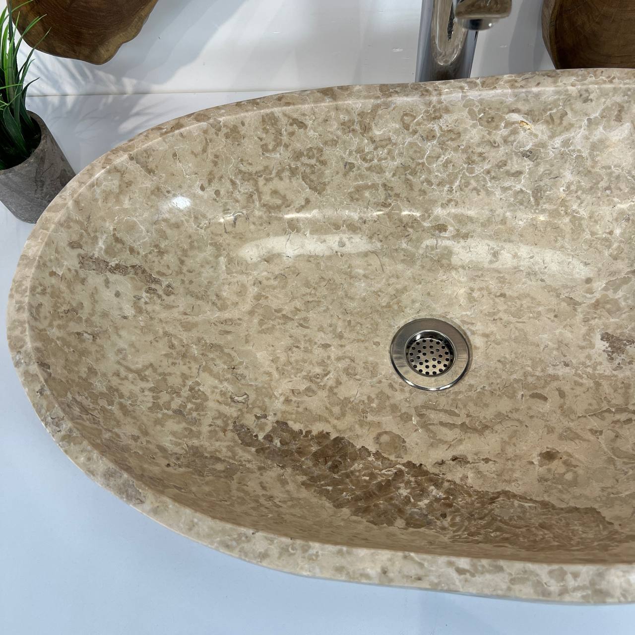 Раковина из мрамора Oval Cream OM-66806 60*37*18 из натурального камня