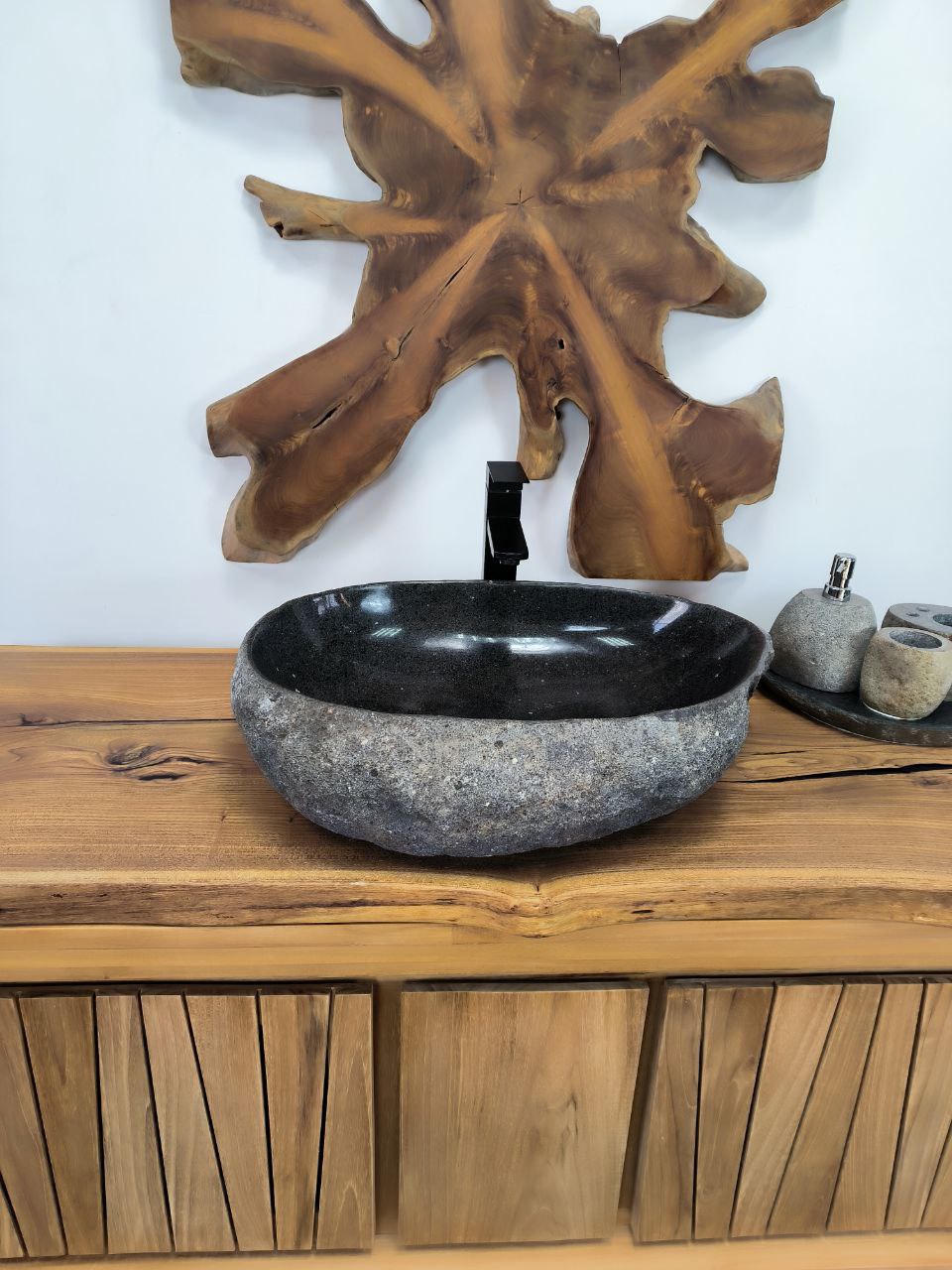 Раковина из речного камня RS-66292 58х42х15 из натурального камня