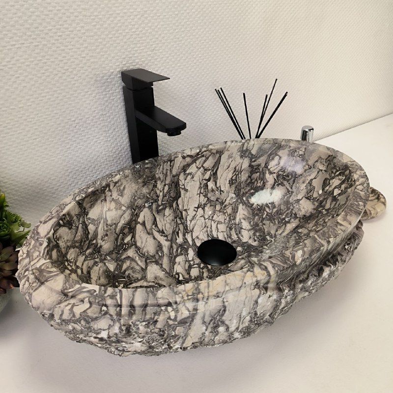 Раковина из мрамора Oval Doreng Marmo Wave OM-62897 57*38*15из натурального камня