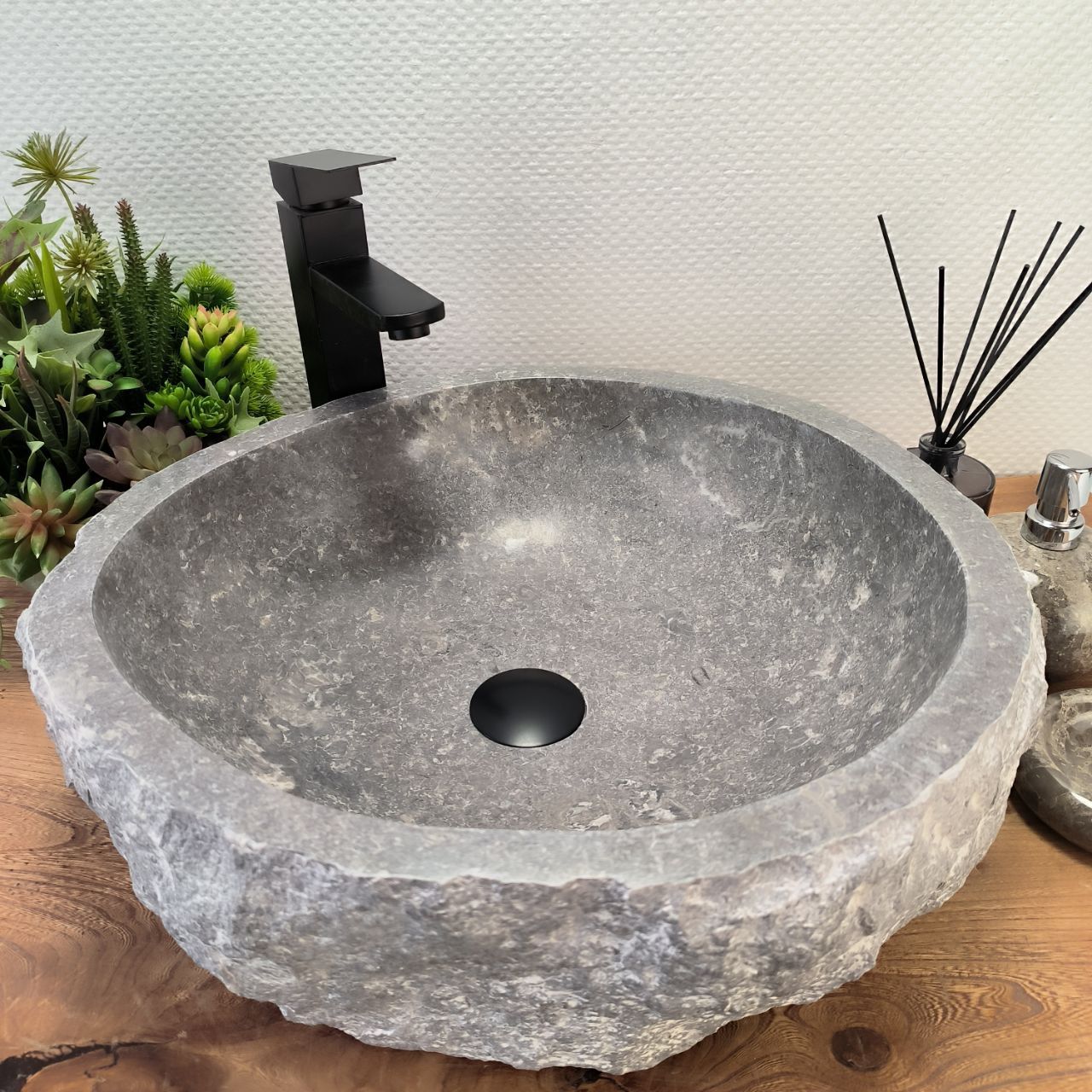 Раковина из мрамора Erozy Grey EM-62752 48*46*15 из натурального камня