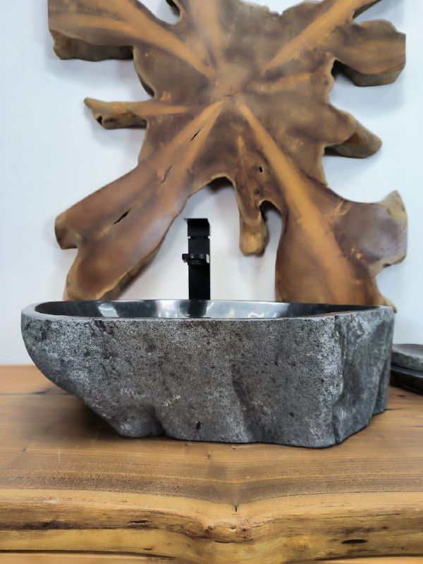 Раковина из речного камня RS-66330 52х35х15 из натурального камня