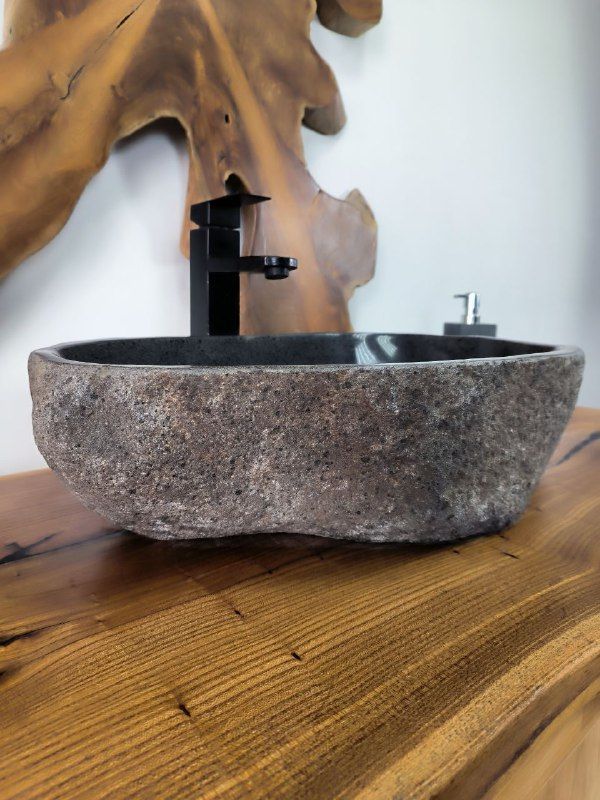 Раковина из речного камня RS-66646 51х34х15 из натурального камня