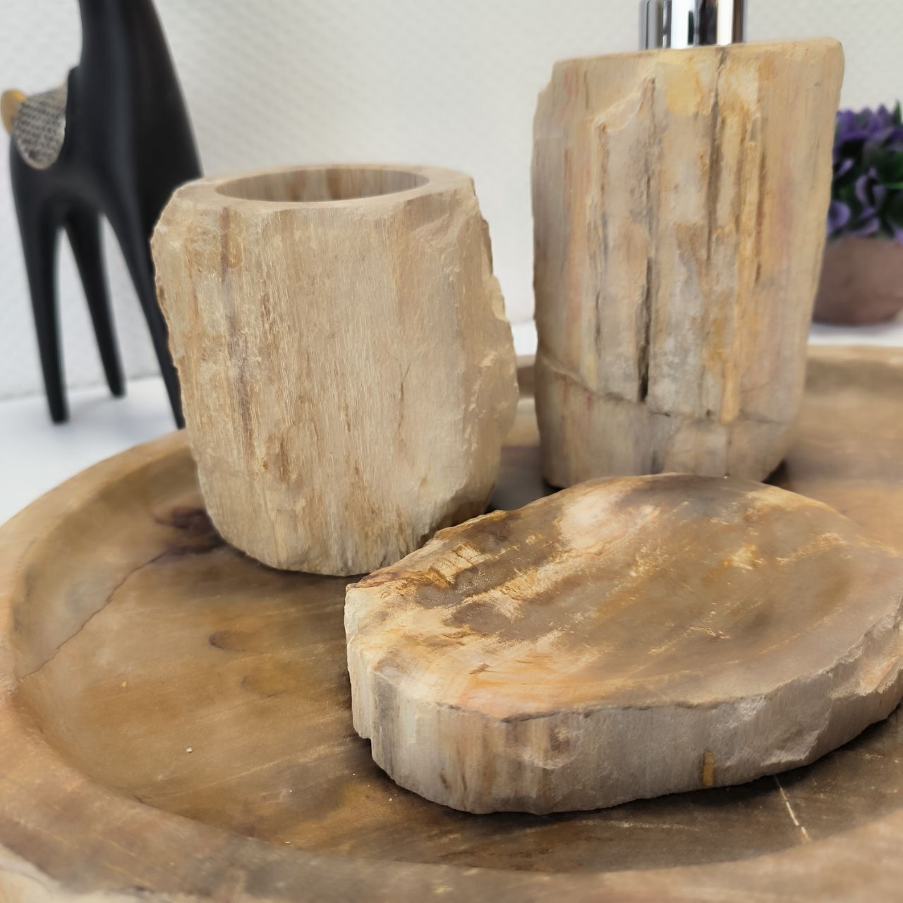 Набор из окаменелого дерева 4 предм Fossil Set NF-63069 поднос 32см*38см