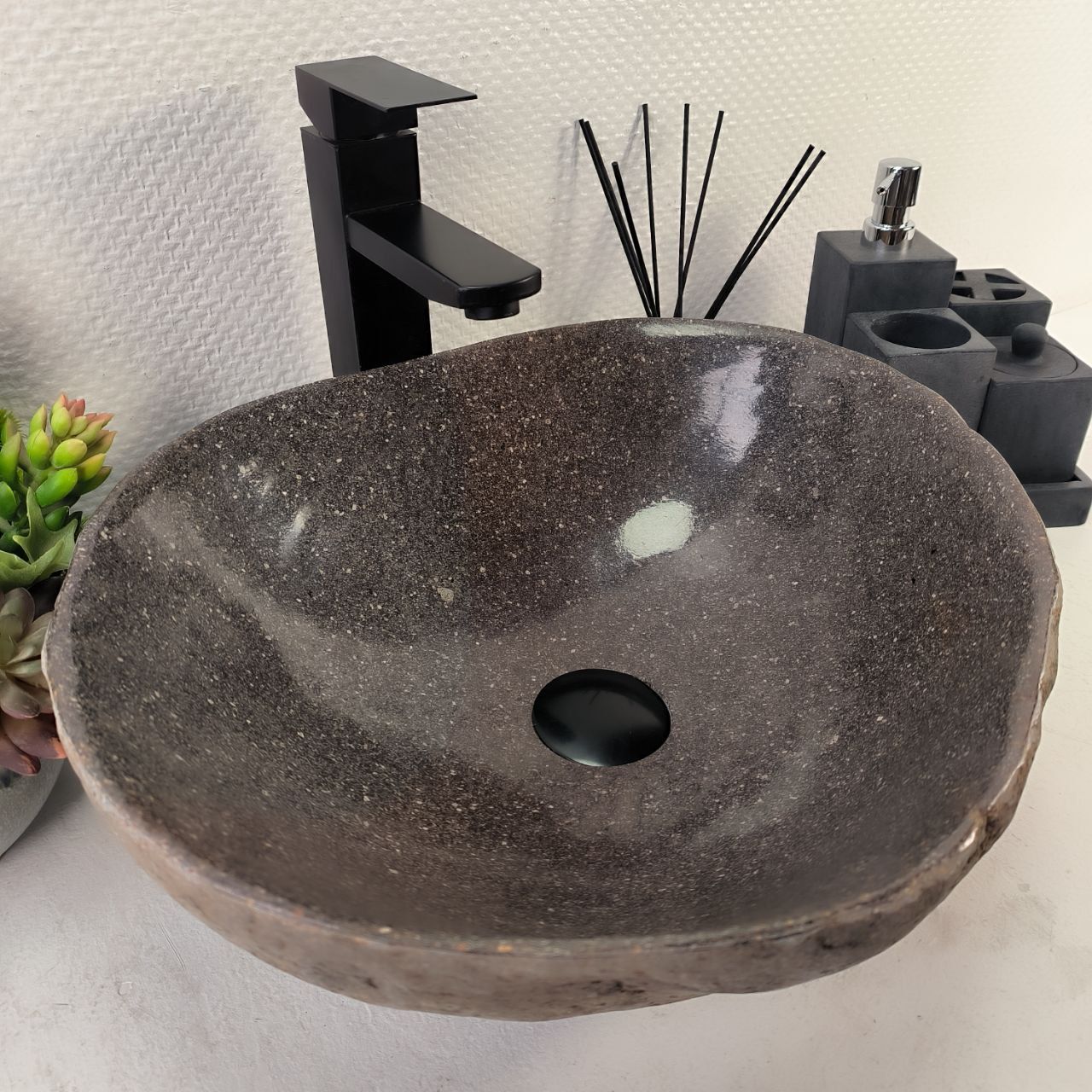 Раковина из речного камня RS-65064 41*37*15 из натурального камня