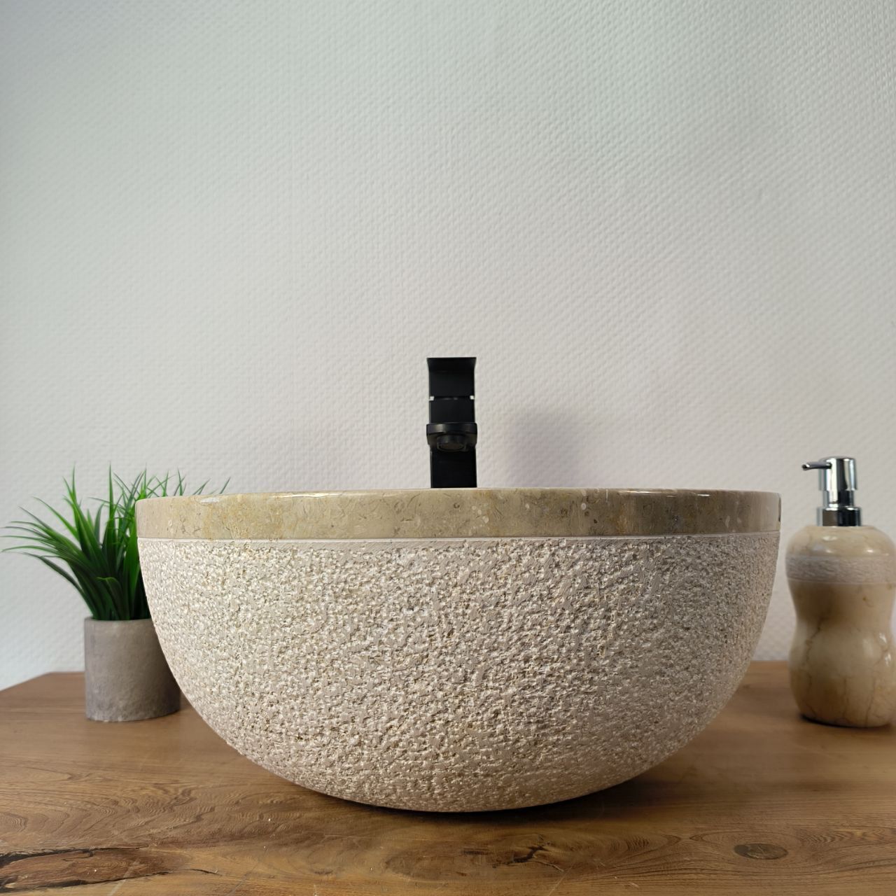 Раковина из мрамора Bowl Cream Dotted BM-66094 40х40х17 из натурального камня