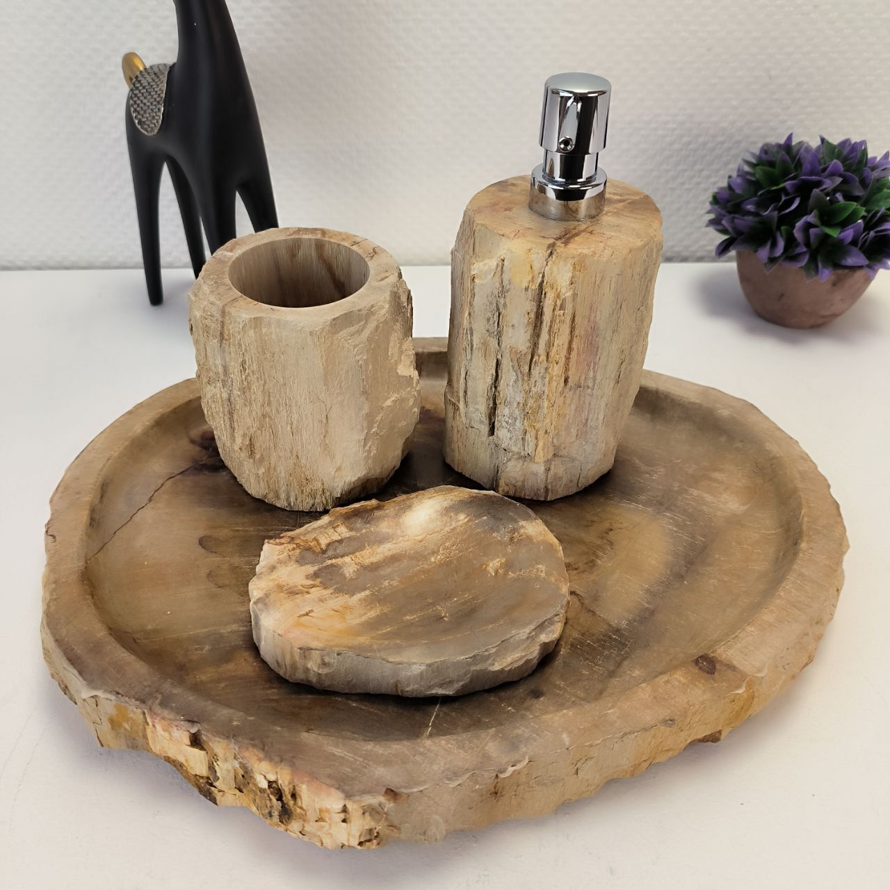 Набор из окаменелого дерева 4 предм Fossil Set NF-63069 поднос 32см*38см