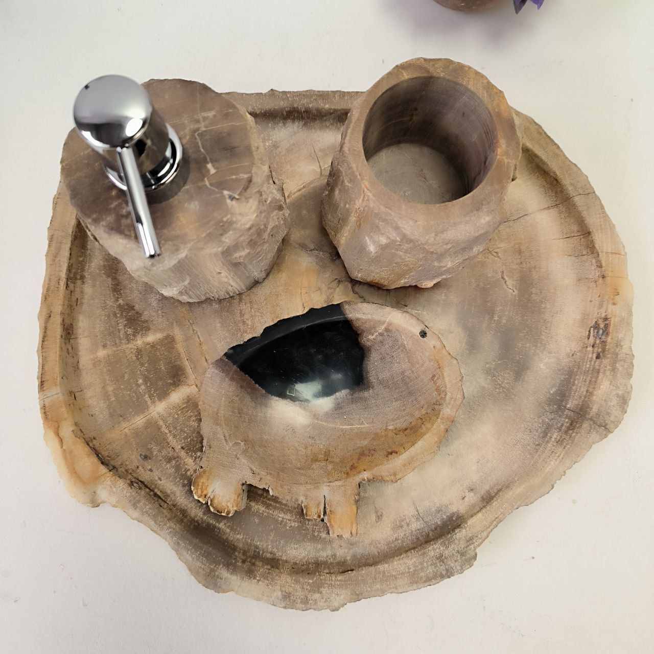 Набор из окаменелого дерева 4 предм Fossil Set NF-63077 поднос 33см*37см