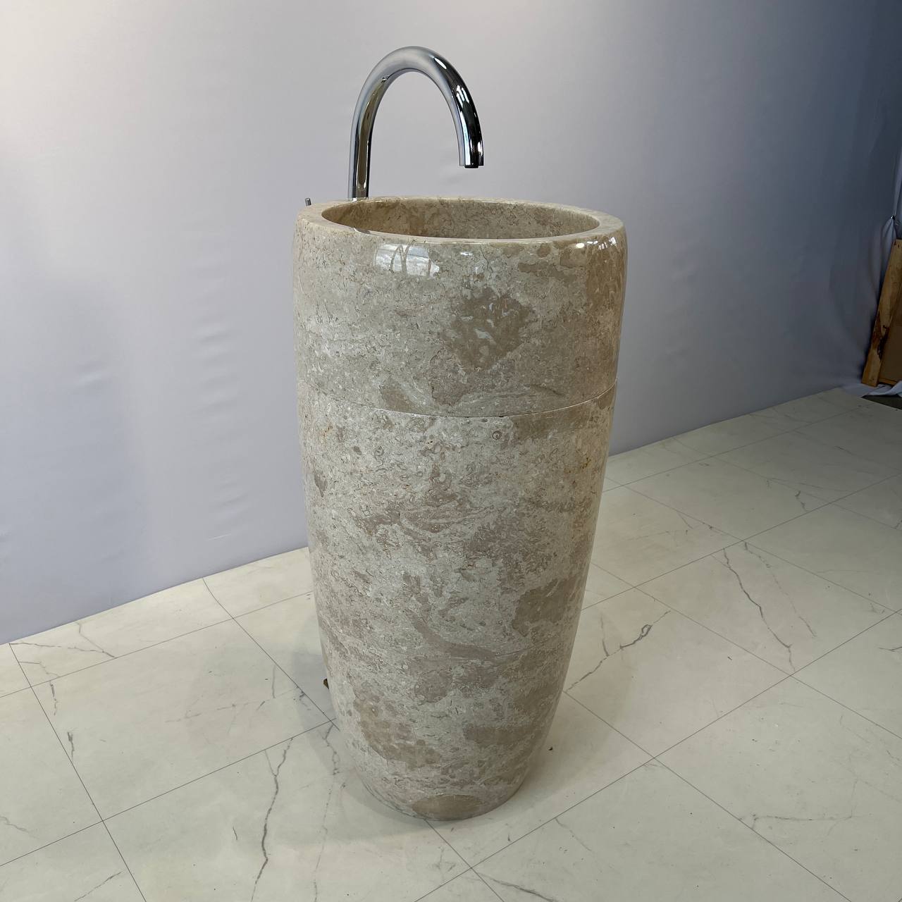 Раковина напольная из мрамора Round Midle Cream MN-67055 45*45*90