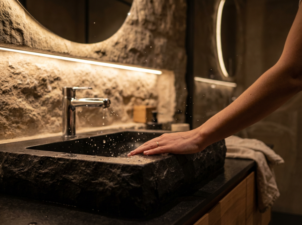 Раковина ручной работы как главный акцент ванной