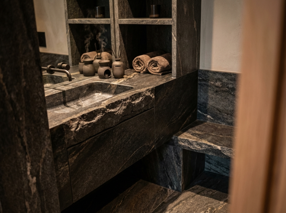 Каменная мебель и раковина: как собрать цельный образ