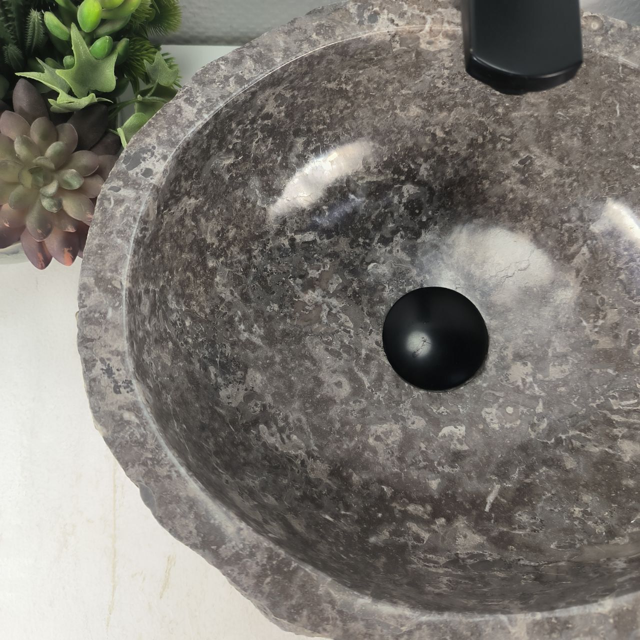 Раковина из мрамора Erozy Grey EM-64638 37*32*16 из натурального камня