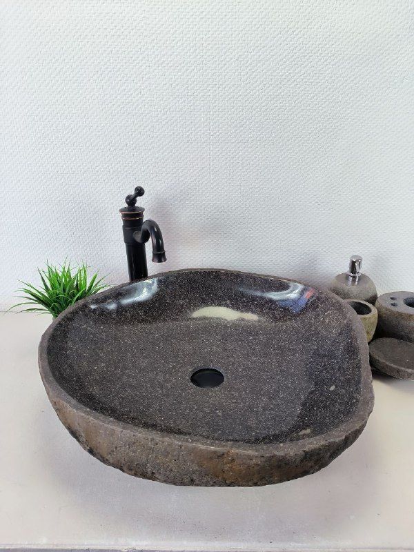 Раковина из речного камня RS-66210 58х55х15 из натурального камня