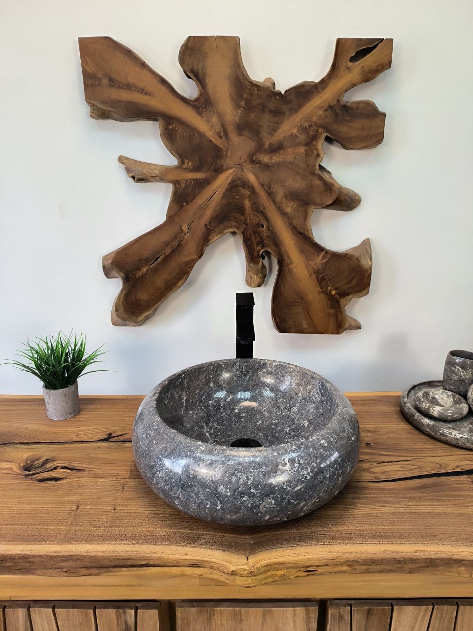 Раковина из мрамора Donut Grey DM-65868 45х45х15 из натурального камня