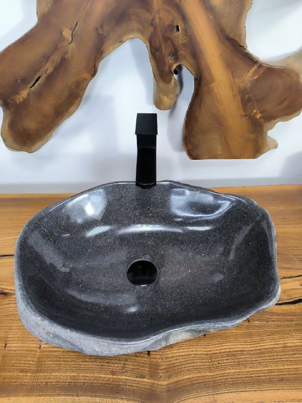 Раковина из речного камня RS-66685 52х37х15 из натурального камня