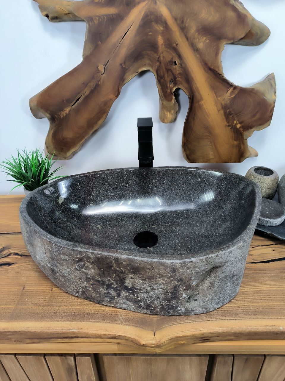 Раковина из речного камня RS-66346 60х40х15 из натурального камня