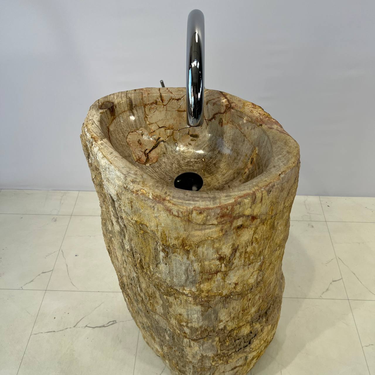 Раковина напольная из окаменелого дерева ODN-67067 45*38*90