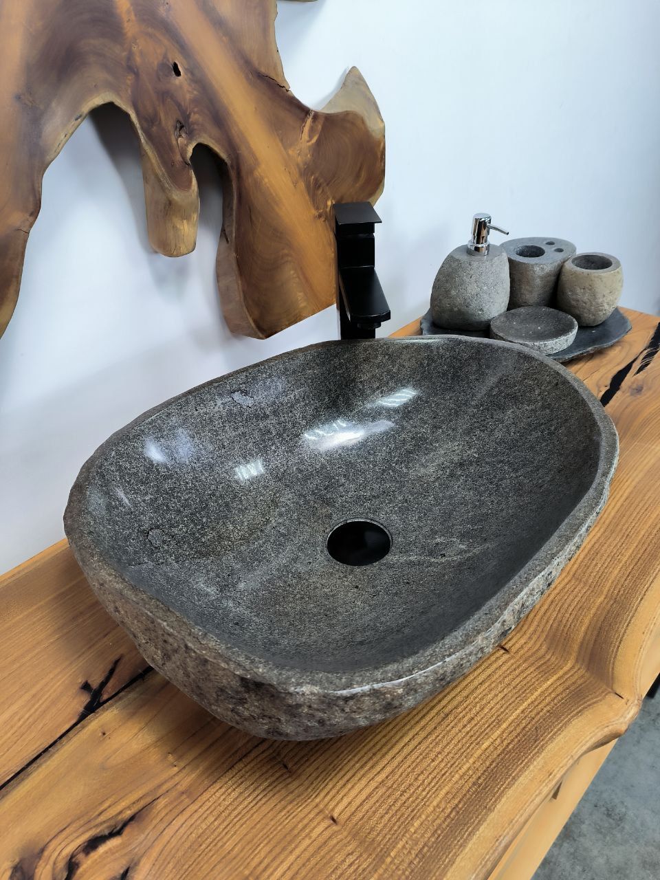 Раковина из речного камня RS-66419 50х41х15 из натурального камня