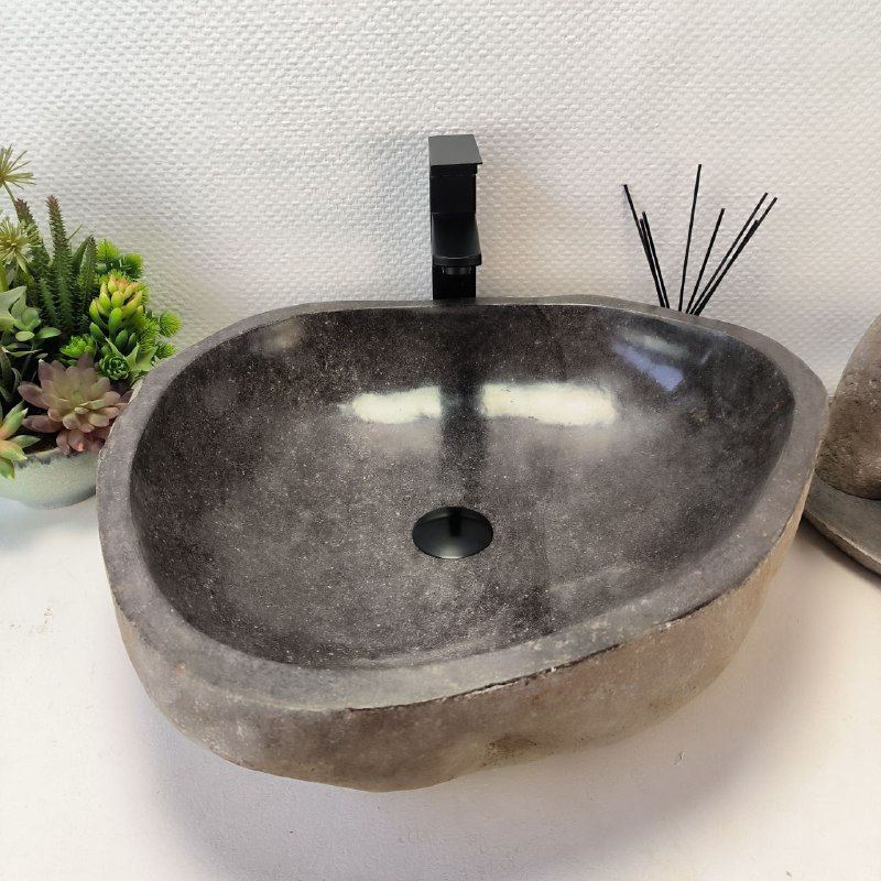 Раковина из речного камня RS-63450 (55*50*15) из натурального камня